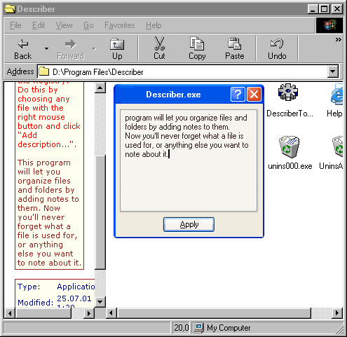 Describer Screenshot